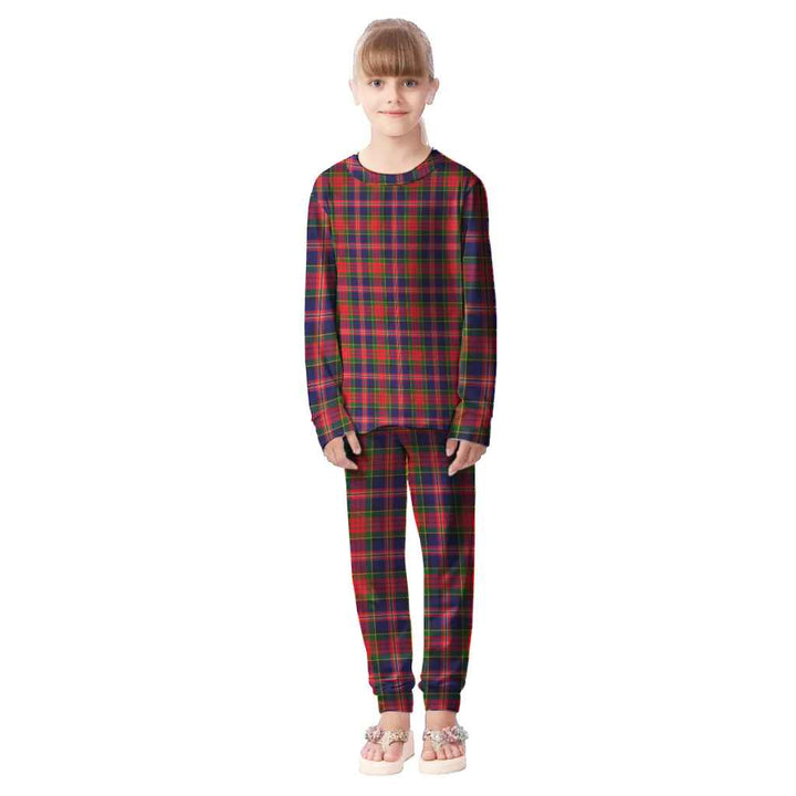 Scottish MacPherson Modern Clan Tartan Pajama Set Kid Front Side Tartan Plaid