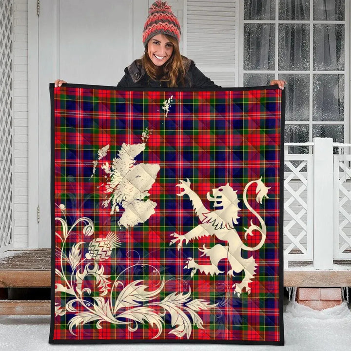 Scottish MacPherson Modern Clan Tartan Quilt Rampant Lion with Thistle Tartan Plaid 3