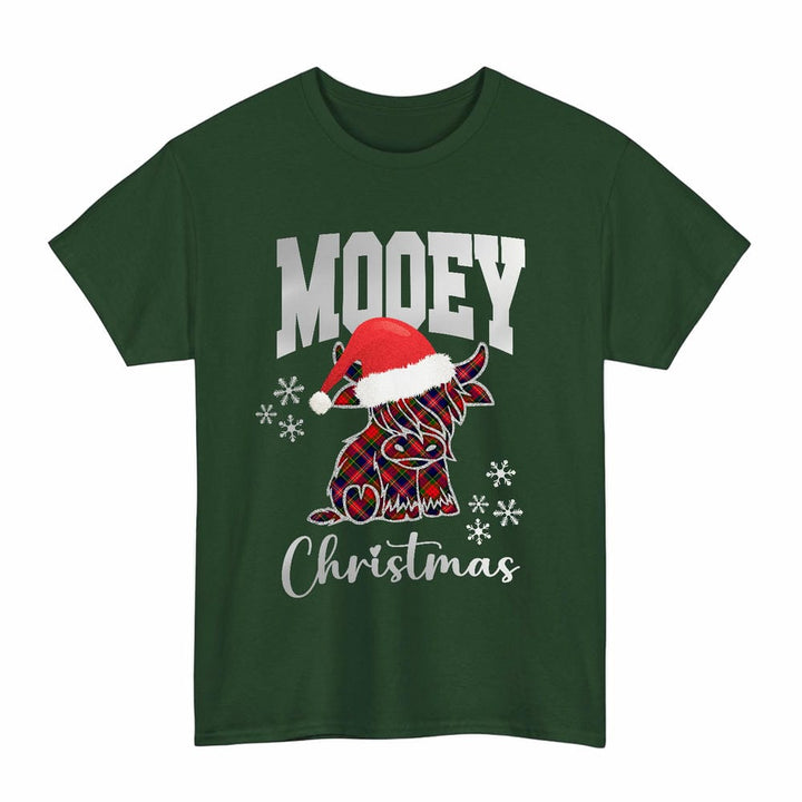 Scottish MacPherson Modern Clan Tartan T-Shirt - Mooey Christmas Tartan Plaid Forest Green Color