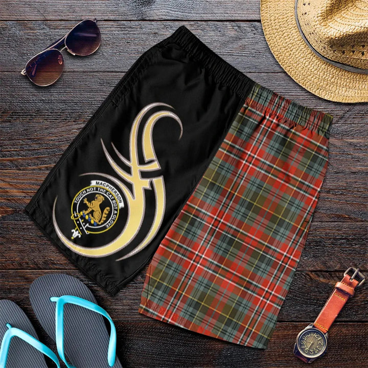 Scottish MacPherson Weathered Clan Crest Tartan Believe in Me Men's Shorts