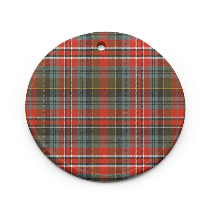 Scottish MacPherson Weathered Clan Tartan Ceramic Ornament Circle Shape Tartan Plaid