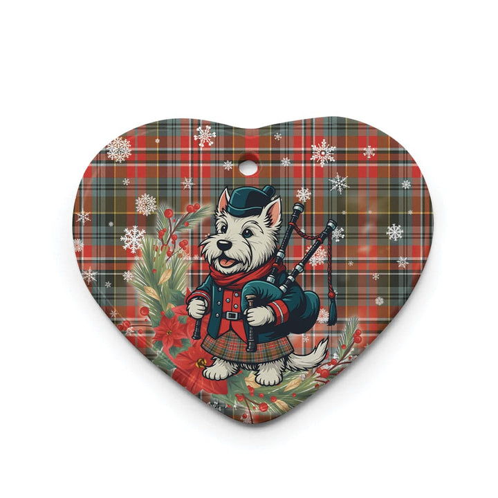 Scottish MacPherson Weathered Clan Tartan Ceramic Ornament Cute Scottish Terrier Dog Heart Style Tartan Plaid