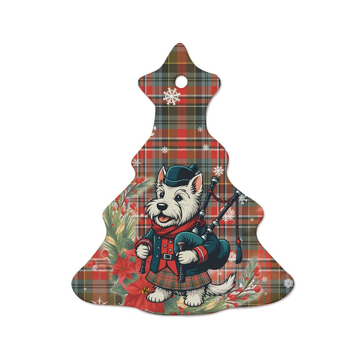 Scottish MacPherson Weathered Clan Tartan Ceramic Ornament Cute Scottish Terrier Dog Tree Style Tartan Plaid