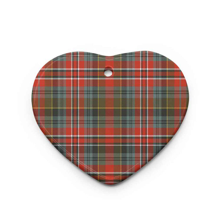 Scottish MacPherson Weathered Clan Tartan Ceramic Ornament Heart Shape Tartan Plaid