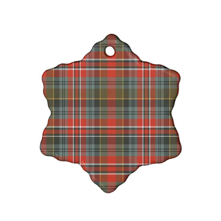 Scottish MacPherson Weathered Clan Tartan Ceramic Ornament Snow Flake Shape Tartan Plaid