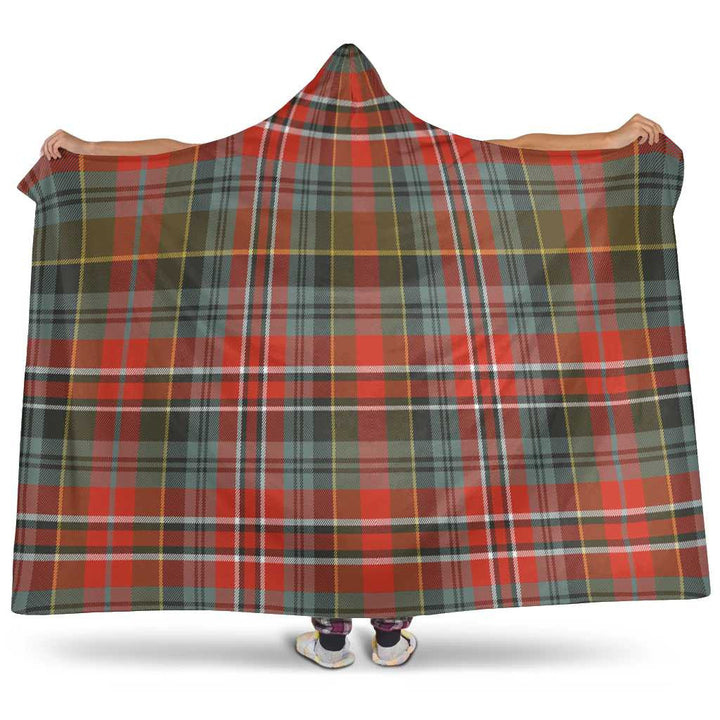 Scottish MacPherson Weathered Clan Tartan Hooded Blanket Tartan Plaid 1
