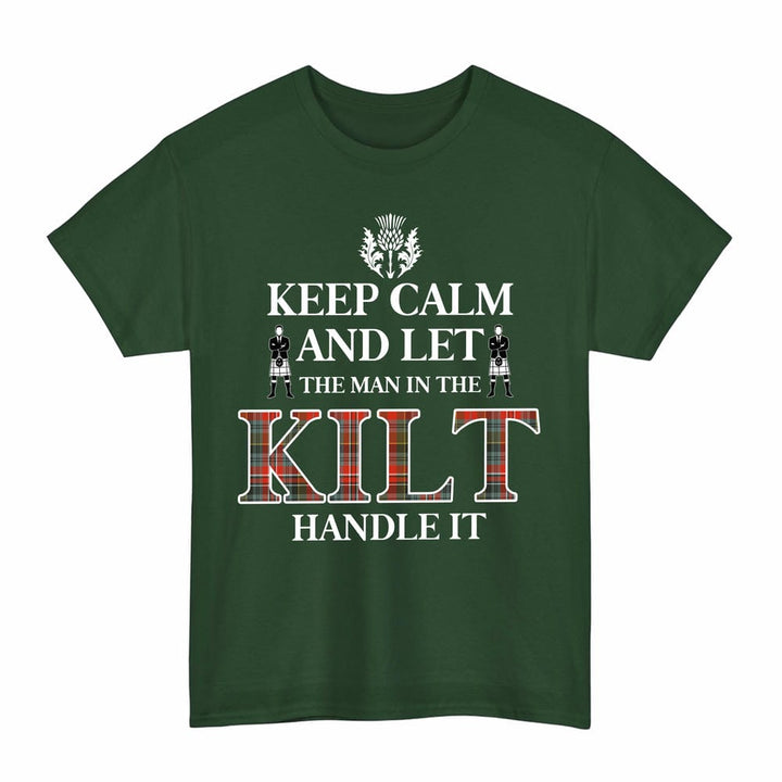Scottish MacPherson Weathered Clan Tartan T-Shirt - Keep Calm Tartan Plaid Forest Green Color