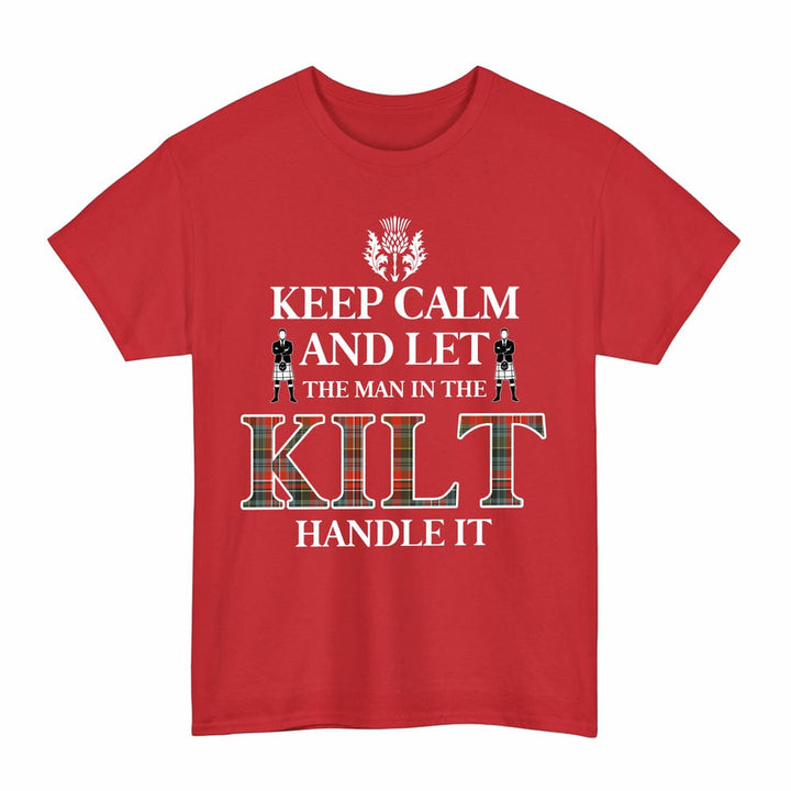 Scottish MacPherson Weathered Clan Tartan T-Shirt - Keep Calm Tartan Plaid Red Color