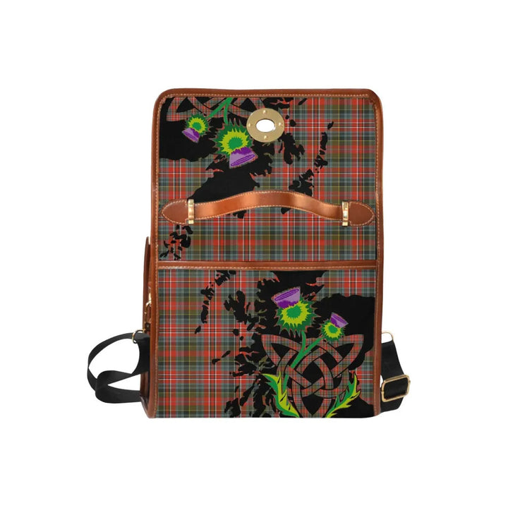 Scottish MacPherson Weathered Clan Tartan Waterproof Canvas Bag With Thistle Tartan Plaid 6