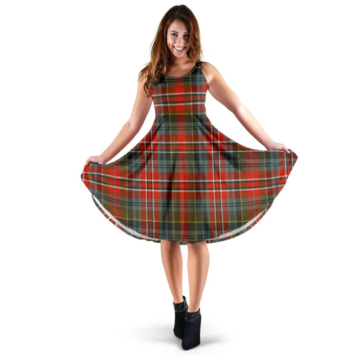 Scottish MacPherson Weathered Clan Tartan Women Midi Dress