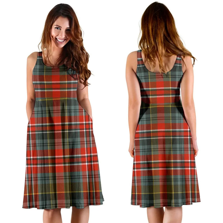 Scottish MacPherson Weathered Clan Tartan Women Midi Dress