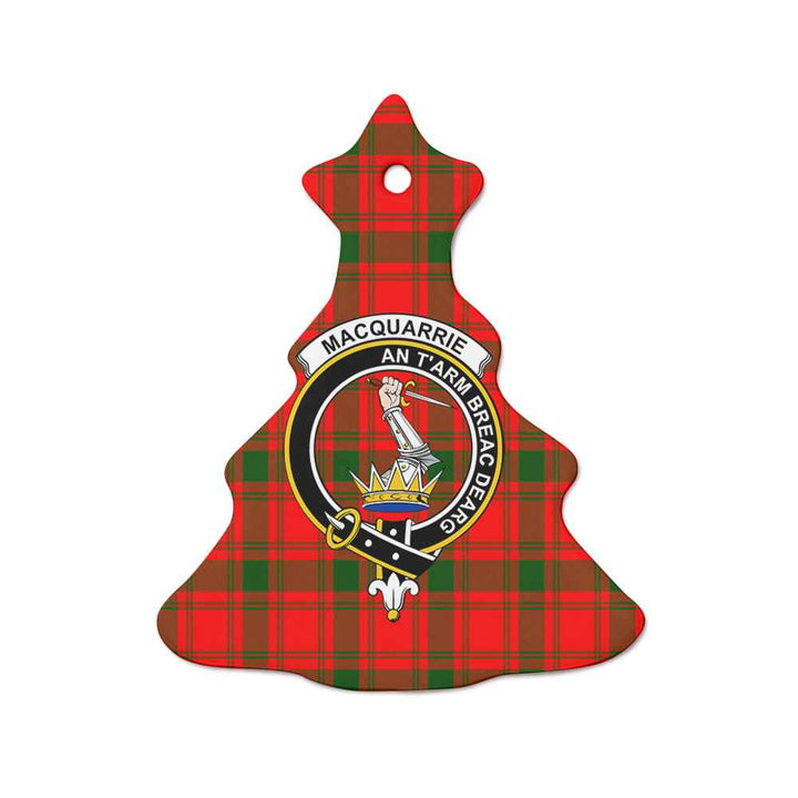 Scottish MacQuarrie Clan Crest Tartan Ceramic Ornament Tree Shape Tartan Plaid