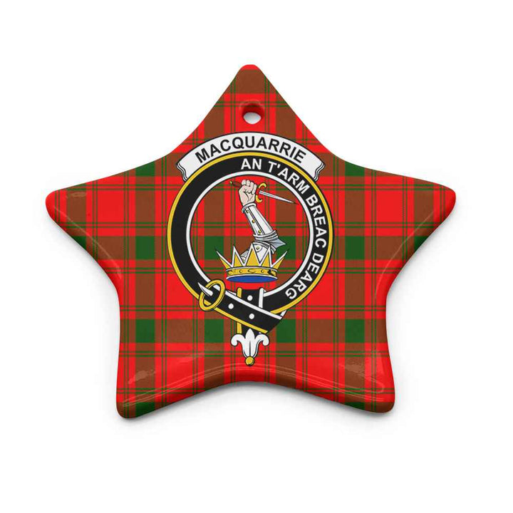 Scottish MacQuarrie Clan Crest Tartan Ceramic Ornament Star Shape Tartan Plaid