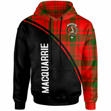 Scottish MacQuarrie Clan Crest Tartan Curve Hoodie Front Side Tartan Plaid