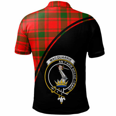 Scottish MacQuarrie Clan Crest Tartan Curve Polo Shirt Back Side Tartan Plaid