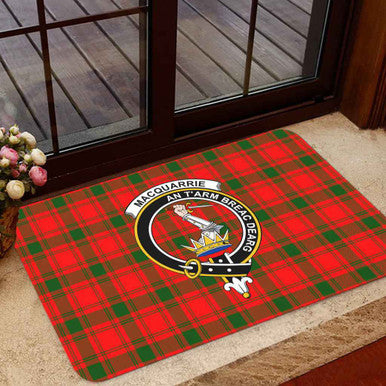 Scottish MacQuarrie Clan Crest Tartan Door Mat Tartan Plaid 1