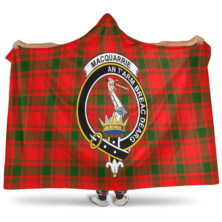 Scottish MacQuarrie Clan Crest Tartan Hooded Blanket Tartan Plaid 1