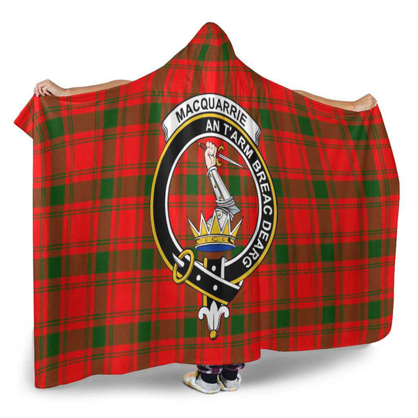 Scottish MacQuarrie Clan Crest Tartan Hooded Blanket Tartan Plaid 2