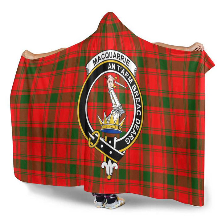 Scottish MacQuarrie Clan Crest Tartan Hooded Blanket Tartan Plaid 3