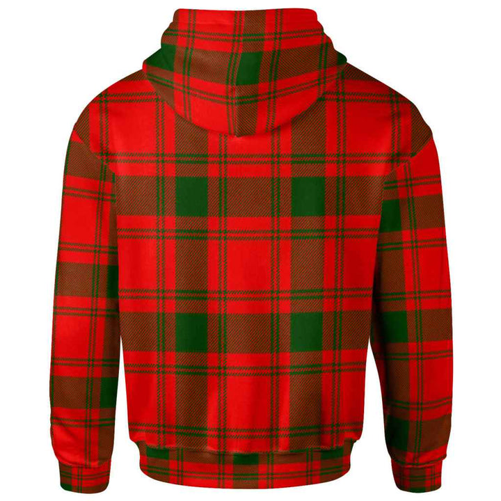Scottish MacQuarrie Clan Crest Tartan Hoodie Back Side Tartan Plaid