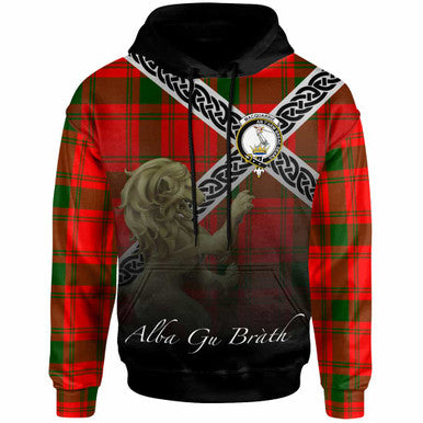 Scottish MacQuarrie Clan Crest Tartan Hoodie - Scotland Lion Front Side Tartan Plaid