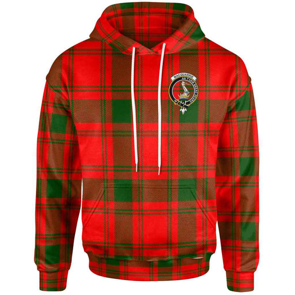 Scottish MacQuarrie Clan Crest Tartan Hoodie Front Side Tartan Plaid