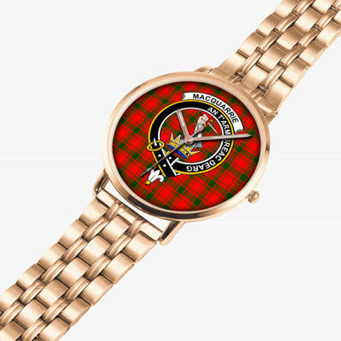 Scottish MacQuarrie Clan Crest Tartan Instafamous Steel Quartz Watches Tartan Plaid Rose Gold 2