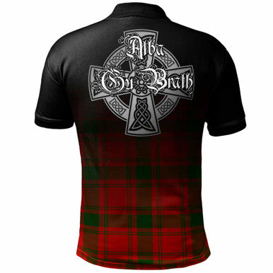 Scottish MacQuarrie Clan Crest Tartan Polo Shirt - Alba Gu Brath Family Crest Celtic Inspired Back Side Tartan Plaid