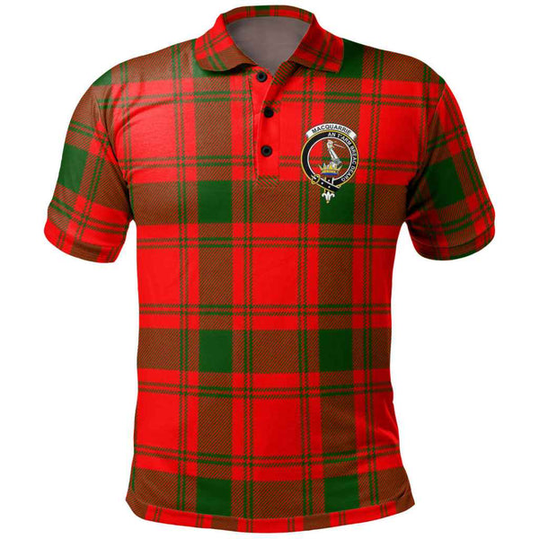 Scottish MacQuarrie Clan Crest Tartan Polo Shirt Front Side Tartan Plaid