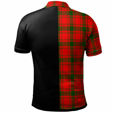 Scottish MacQuarrie Clan Crest Tartan Polo Shirt - Half in Me Back Side Tartan Plaid