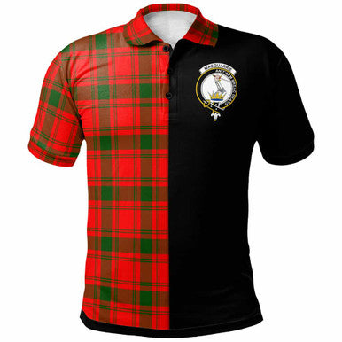 Scottish MacQuarrie Clan Crest Tartan Polo Shirt - Half in Me Front Side Tartan Plaid