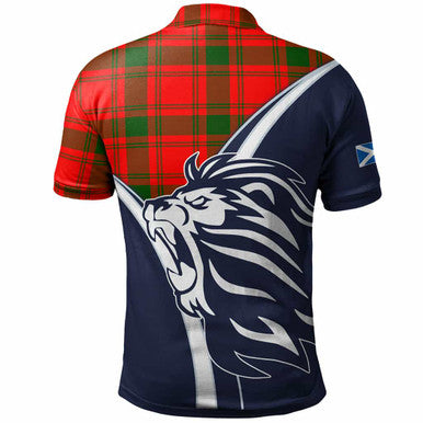 Scottish MacQuarrie Clan Crest Tartan Polo Shirt - Scottish Flag With Lion Back Side Tartan Plaid