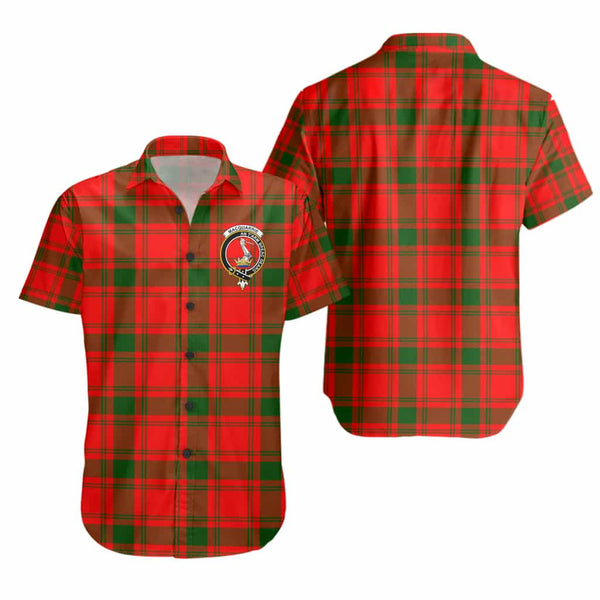 Scottish MacQuarrie Clan Crest Tartan Short Sleeve Shirt Tartan Plaid