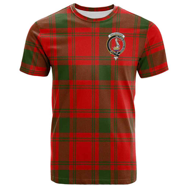 Scottish MacQuarrie Clan Crest Tartan T-Shirt Front Side Tartan Plaid