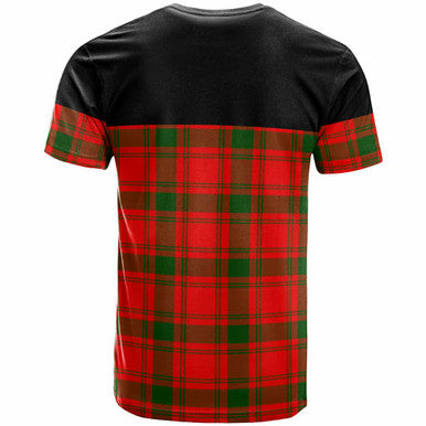 Scottish MacQuarrie Clan Crest Tartan T-Shirt - Horizontal Style Back Side Tartan Plaid