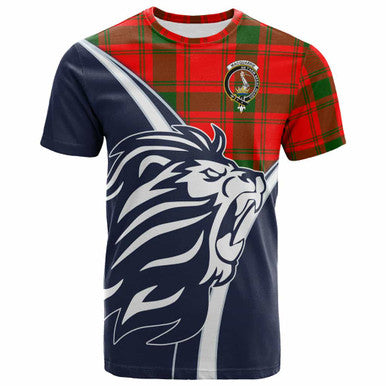 Scottish MacQuarrie Clan Crest Tartan T-Shirt - Bend Style Front Side Tartan Plaid