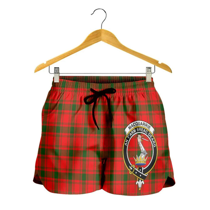 Scottish MacQuarrie Modern Clan Crest Tartan Women Shorts