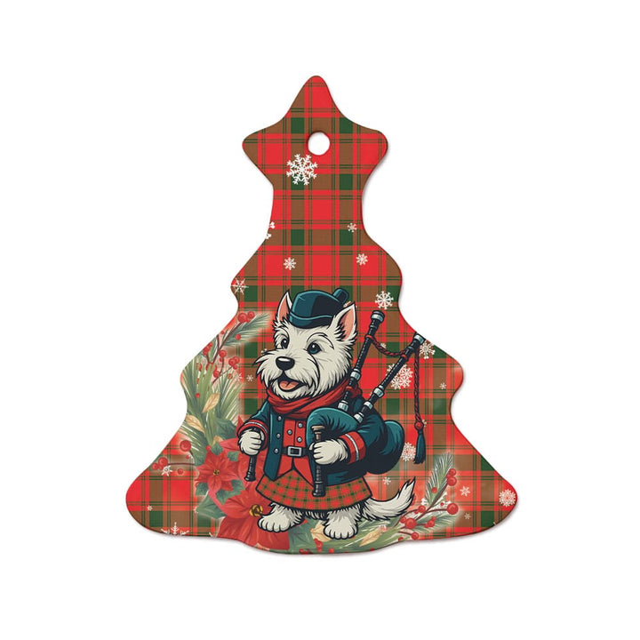 Scottish MacQuarrie Modern Clan Tartan Ceramic Ornament Cute Scottish Terrier Dog Tree Style Tartan Plaid