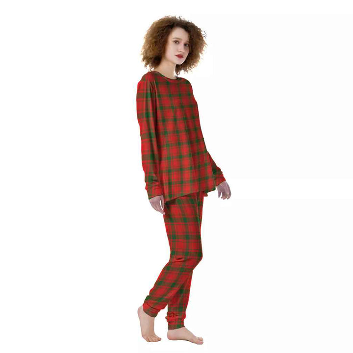 Scottish MacQuarrie Modern Clan Tartan Pajama Set Women Front Side Tartan Plaid