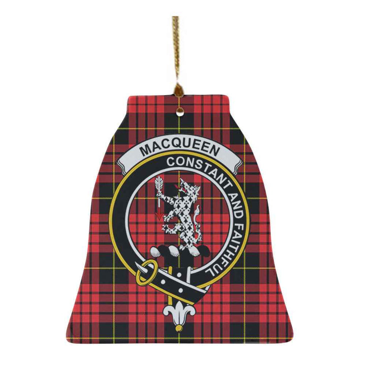 Scottish MacQueen Clan Crest Tartan Ceramic Ornament Bell Shape Tartan Plaid