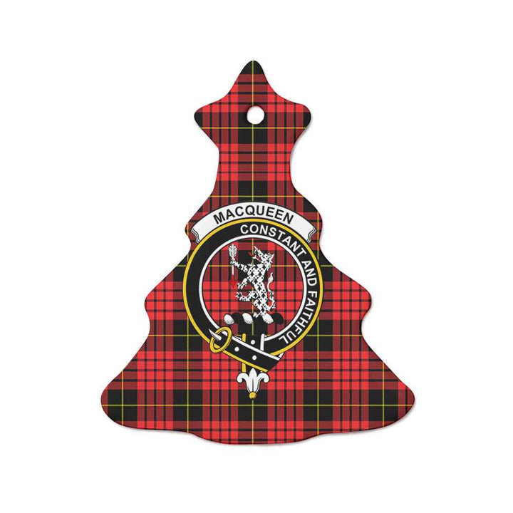 Scottish MacQueen Clan Crest Tartan Ceramic Ornament Tree Shape Tartan Plaid