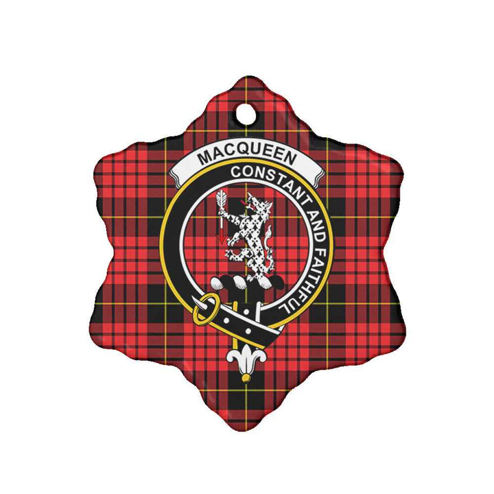 Scottish MacQueen Clan Crest Tartan Ceramic Ornament Snow Flake Shape Tartan Plaid
