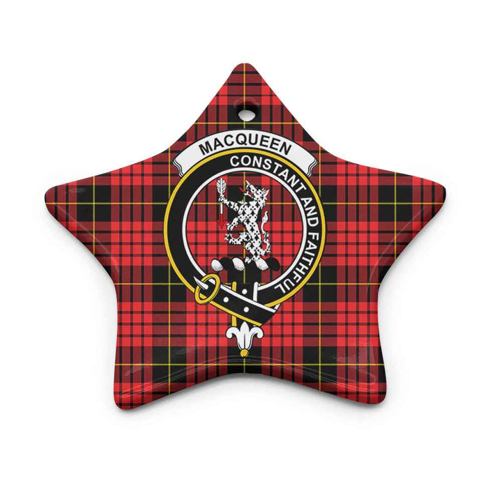 Scottish MacQueen Clan Crest Tartan Ceramic Ornament Star Shape Tartan Plaid