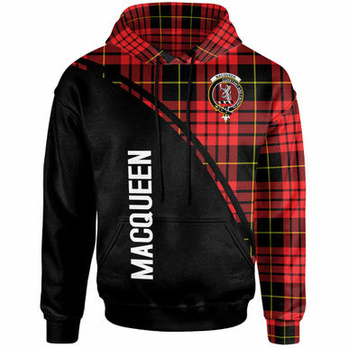 Scottish MacQueen Clan Crest Tartan Curve Hoodie Front Side Tartan Plaid