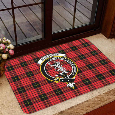 Scottish MacQueen Clan Crest Tartan Door Mat Tartan Plaid 1