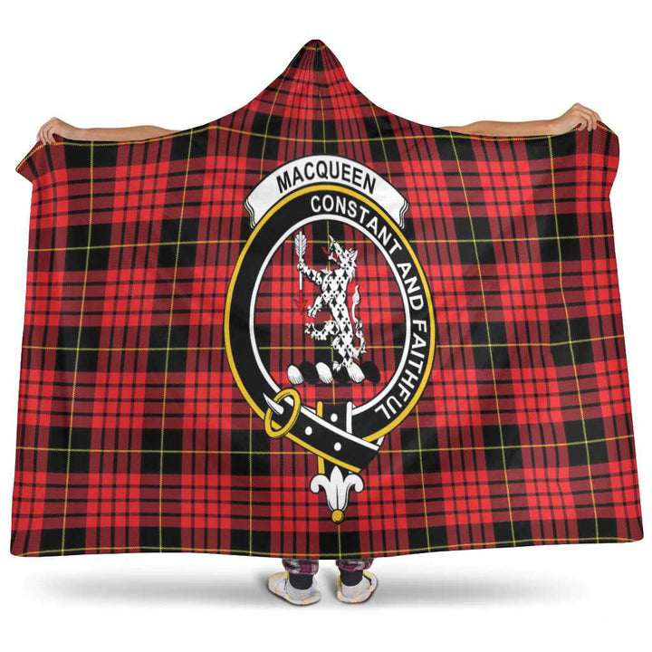 Scottish MacQueen Clan Crest Tartan Hooded Blanket Tartan Plaid 1