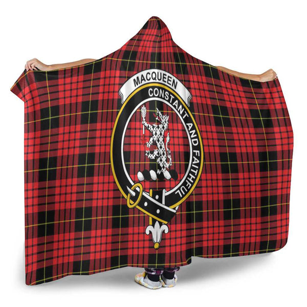 Scottish MacQueen Clan Crest Tartan Hooded Blanket Tartan Plaid 2