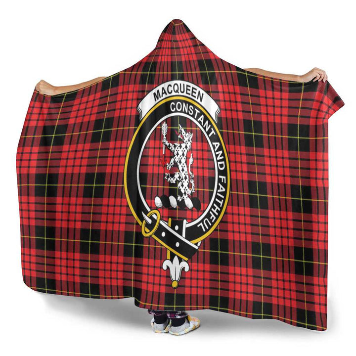 Scottish MacQueen Clan Crest Tartan Hooded Blanket Tartan Plaid 3