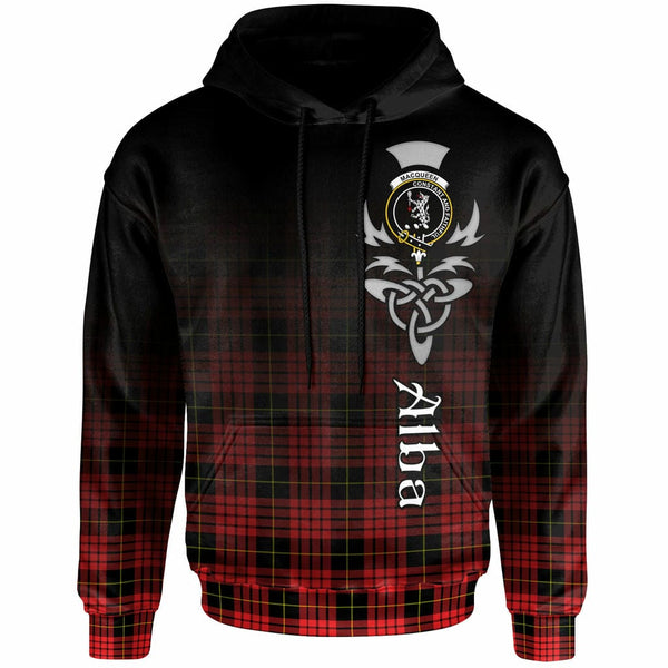 Scottish MacQueen Clan Crest Tartan Hoodie - Alba Gu Brath Family Crest Celtic Inspired Front Side Tartan Plaid