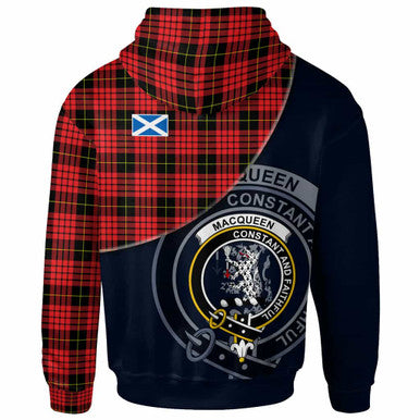 Scottish MacQueen Clan Crest Tartan Hoodie - Bend Style Back Side Tartan Plaid